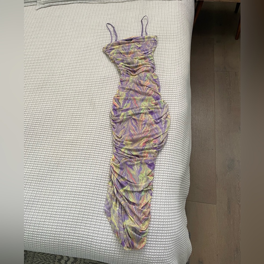 AFRM Purple and Yellow Patterned Dress